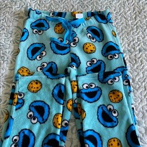 Cookie Monster plush pajama bottoms junior size small